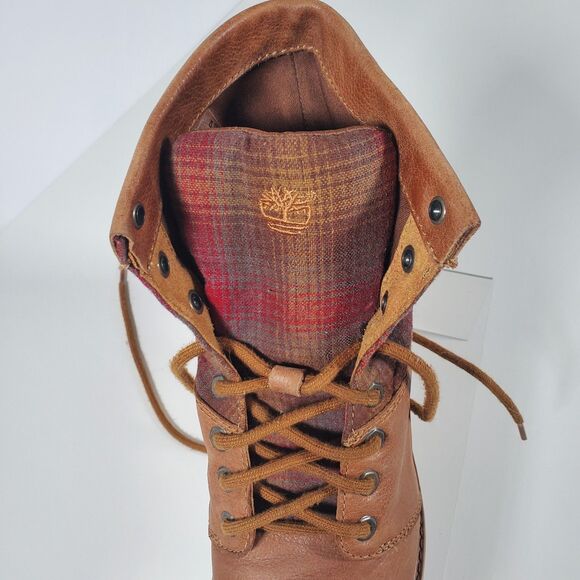 Timberland Women's Boots Size 8 Brown Leather Pendleton Bramhall Plaid Flannel - Picture 4 of 10